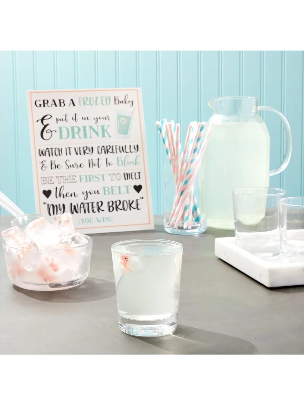 Juvale Baby Shower Games Kit - 60 White Tiny Plastic Babies, 3 Ice Cube Trays